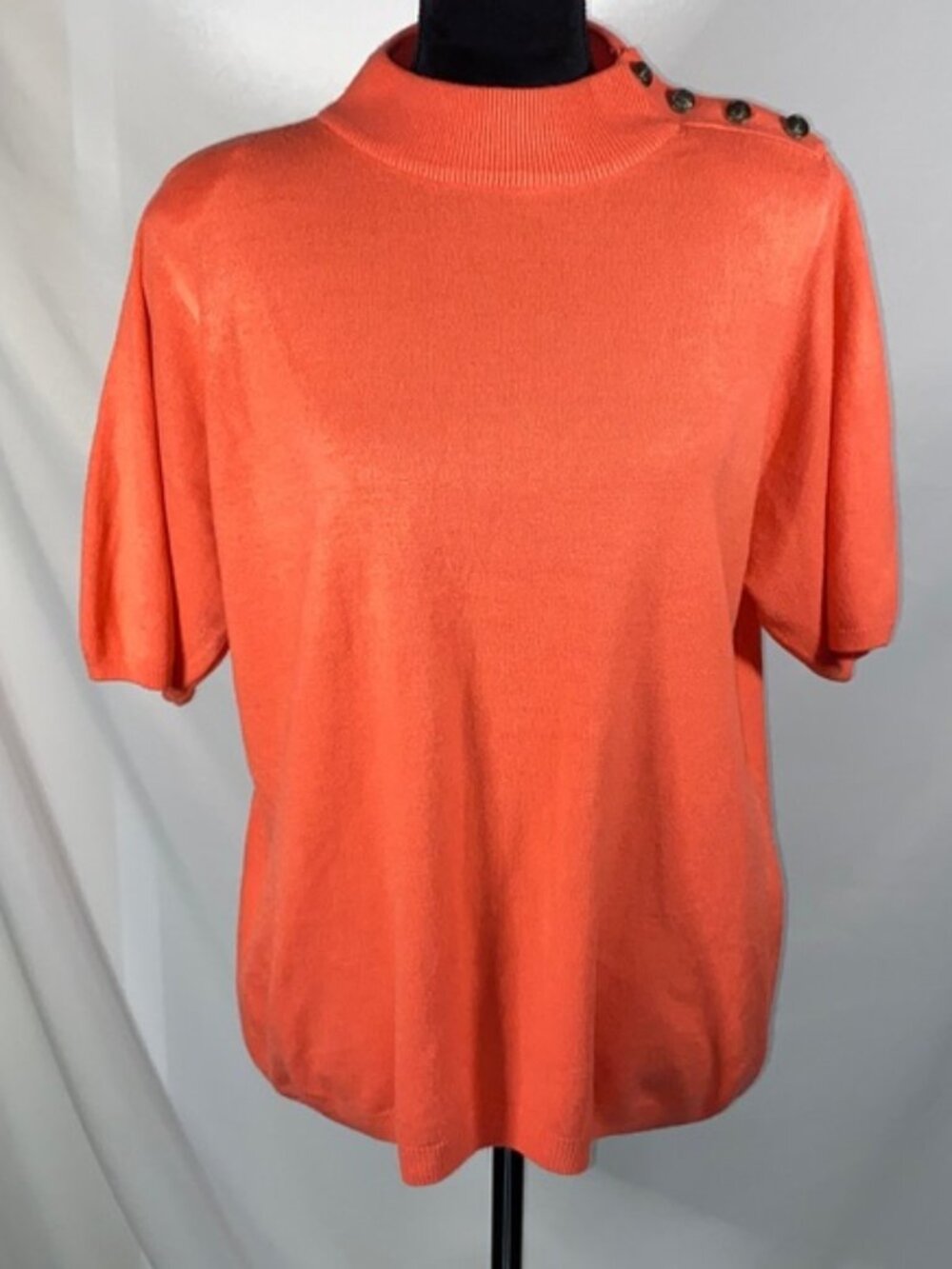Vintage JP Collections Mock Turtleneck Orange Short Sleeve Sweater Top